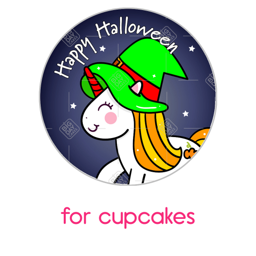 Halloween unicorn black topper - cupcakes